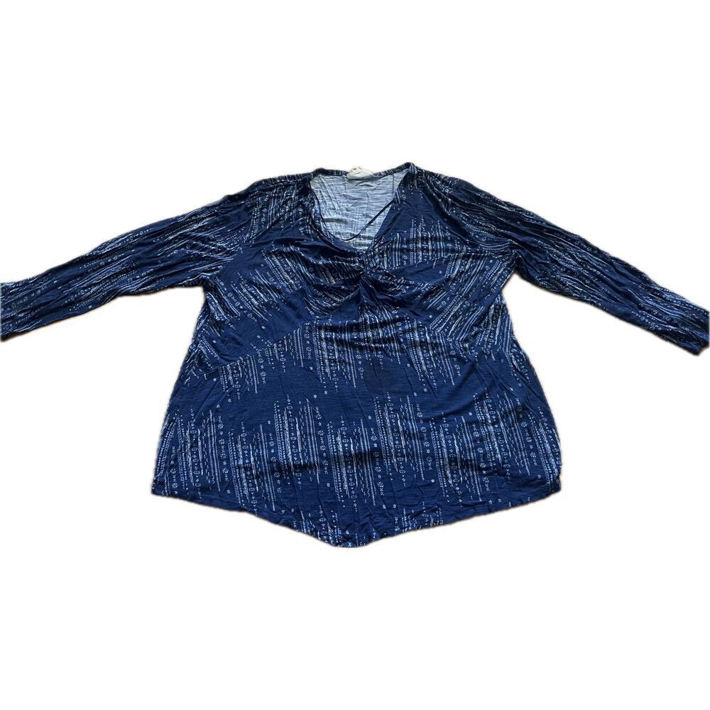 Style & Co Blue Ruched Long Sleeve Top Women’s Plus Size 2X